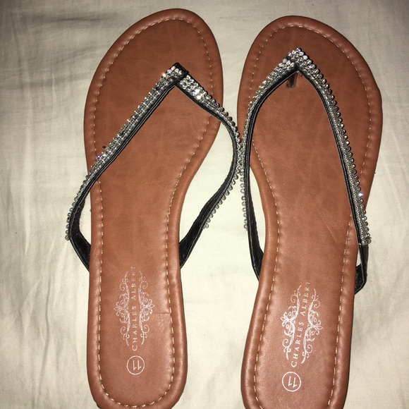 women's black bling sandals